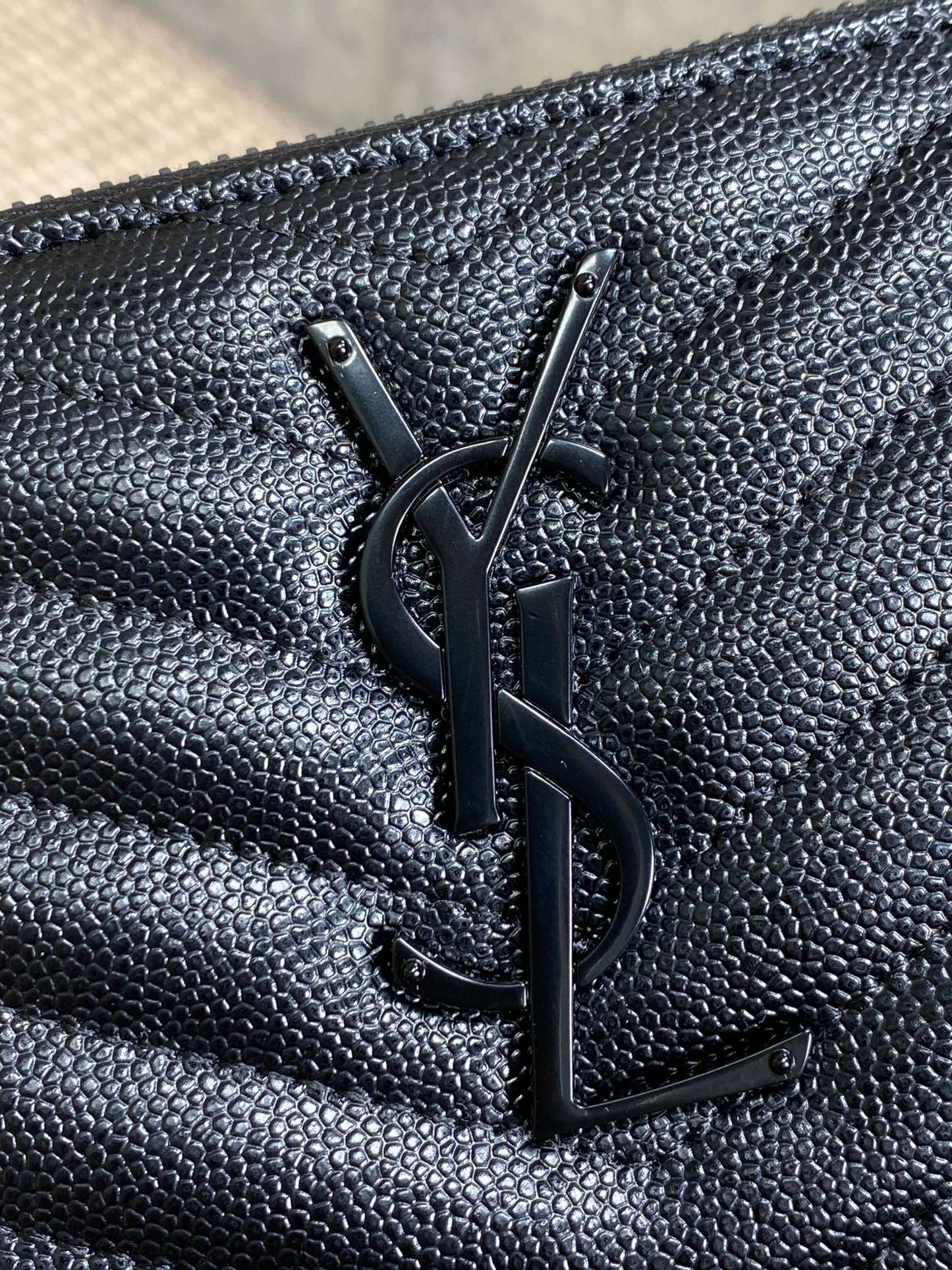 YSL Zippy Long Wallet Full Black Caviar Cowhide mysite