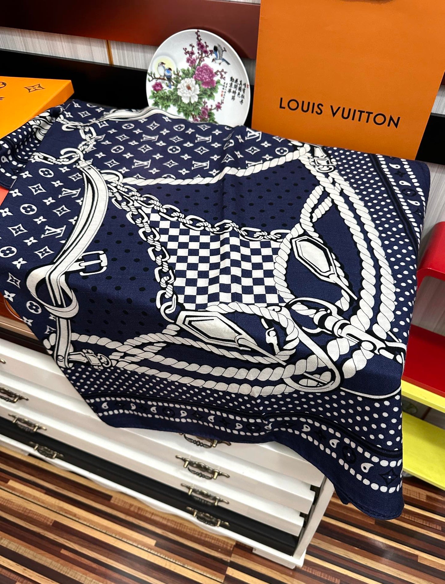 SAILOR BANDANA SQUARE IN MARINE BLUE SILK SCARF 140 CM mysite