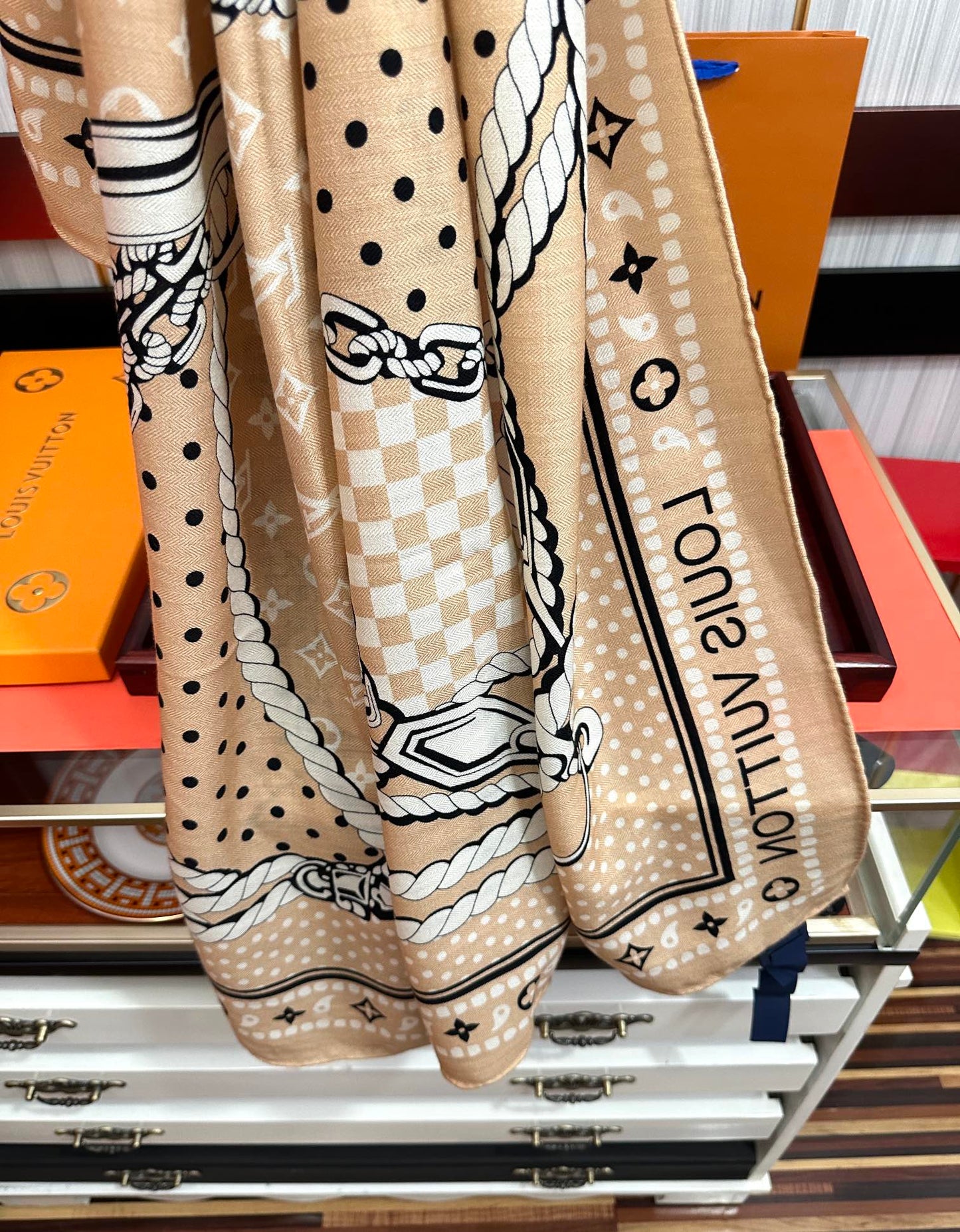 SAILOR BANDANA SQUARE IN BISQUE BEIGE SILK SCARF 140 CM mysite