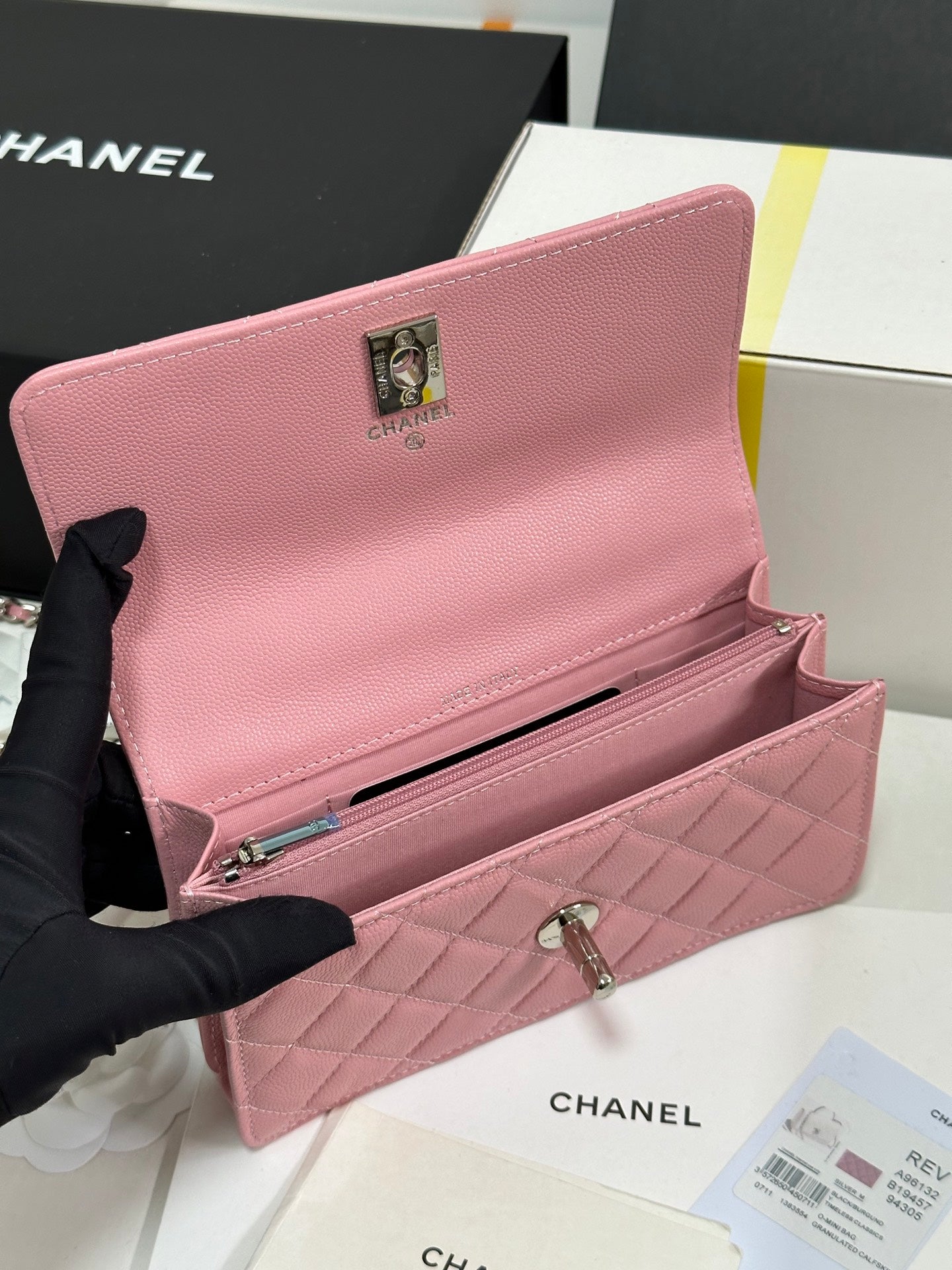 CC 25P Wallet Woc Handle 17cm Pink Pastel Leather Silver Hardware 243439 mysite