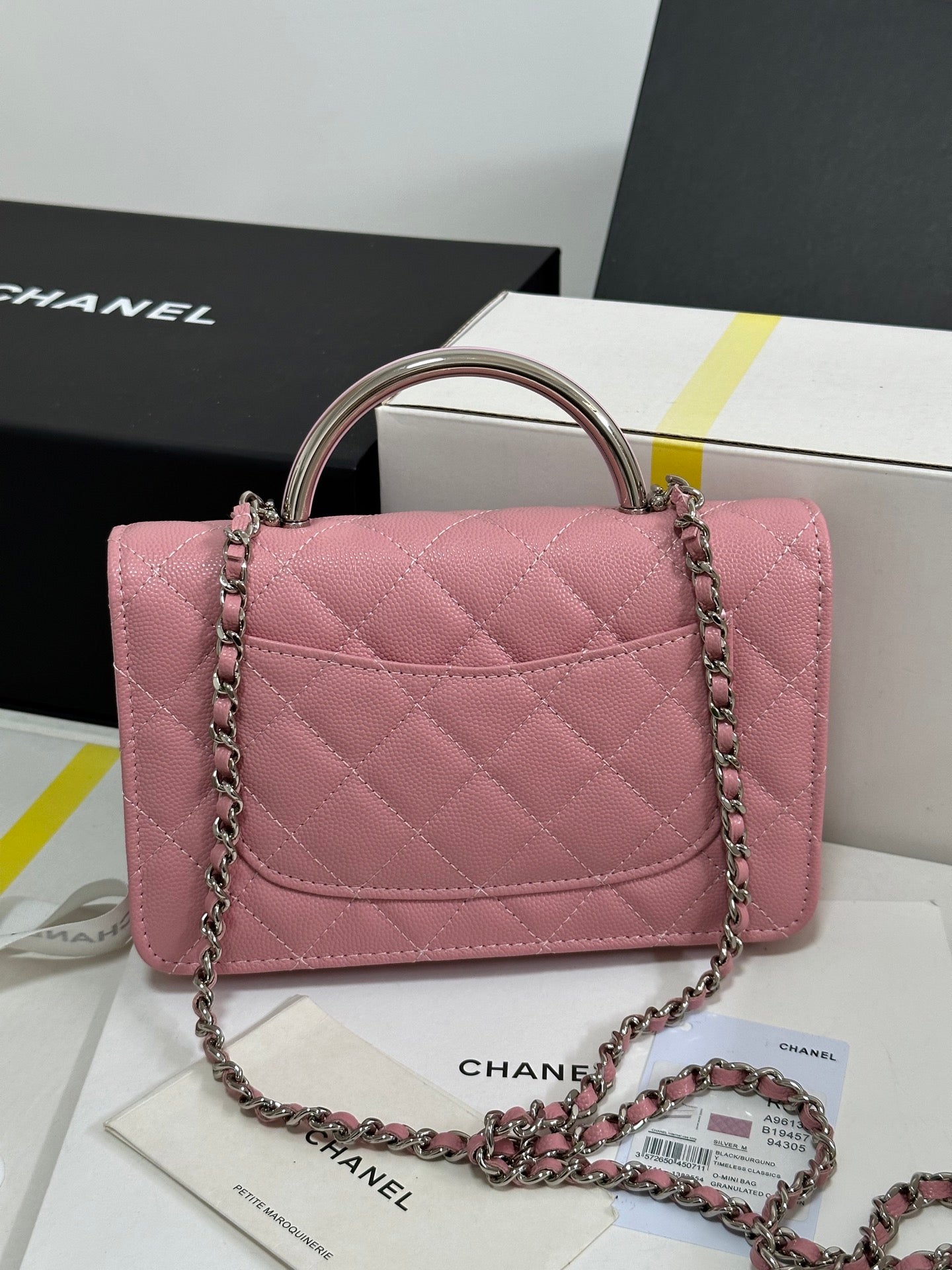 CC 25P Wallet Woc Handle 19cm Pink Pastel Leather Silver Hardware 243448 mysite