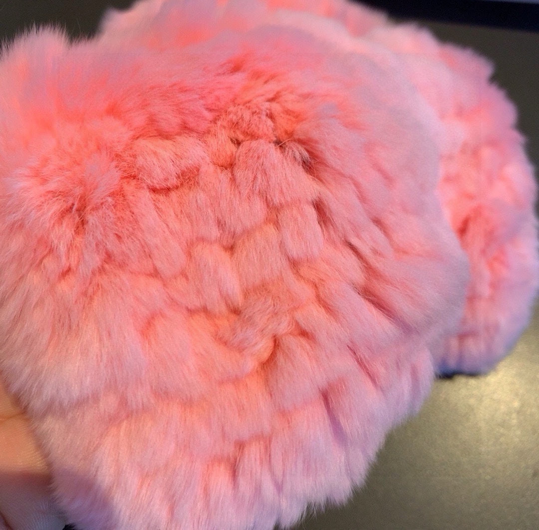 FINGERLESS HALF GLOVES IN ROUGE PINK RABBIT FUR 462276 mysite