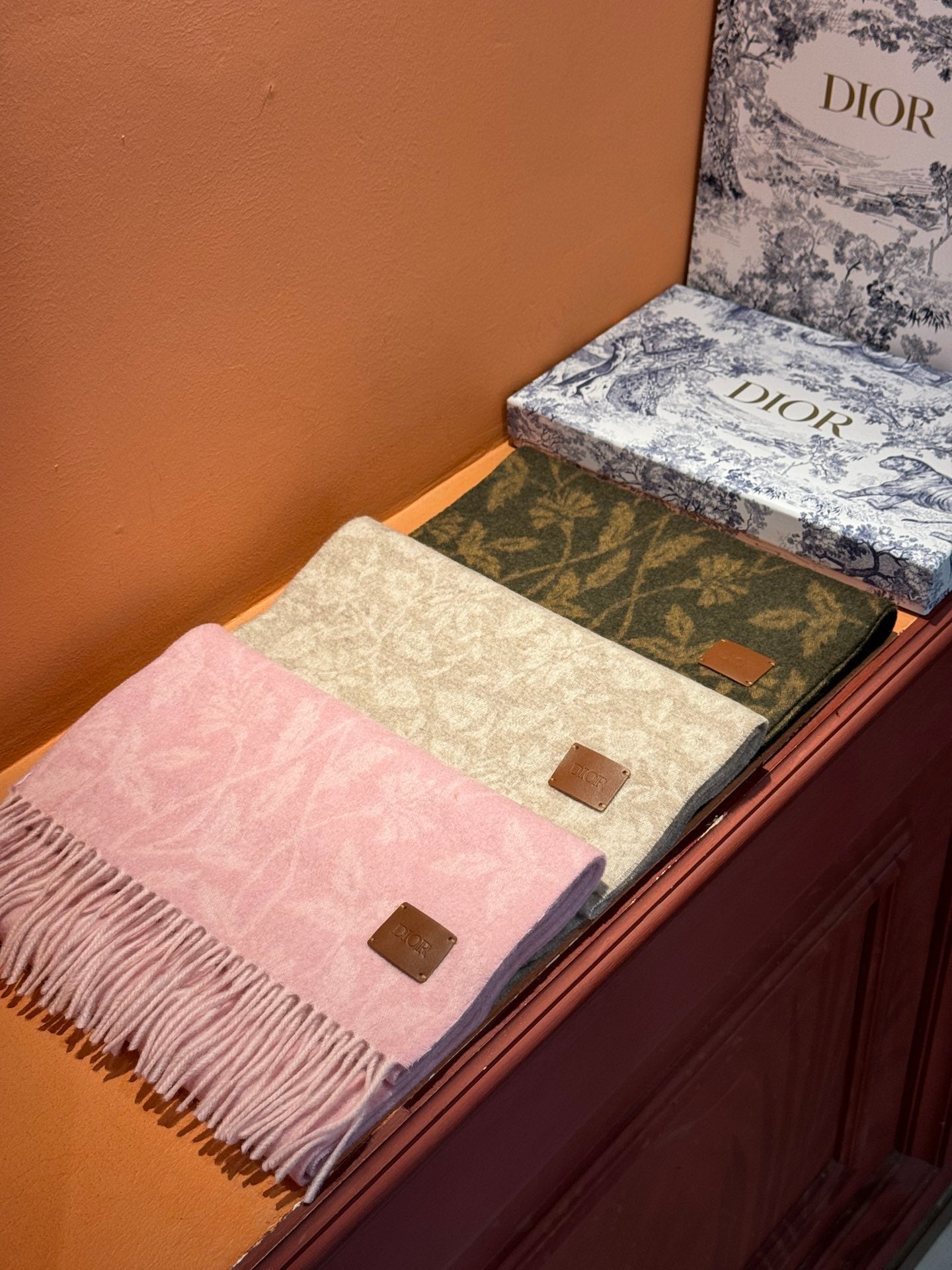 SCARF 180 CM IN BABY PINK MONOGRAM CASHMERE 394643 mysite