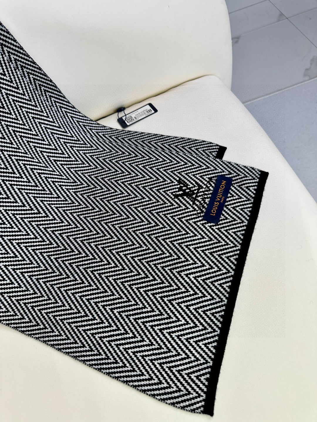 SCARF 180 CM IN BLACK MIX WHITE CASHMERE 393155 mysite