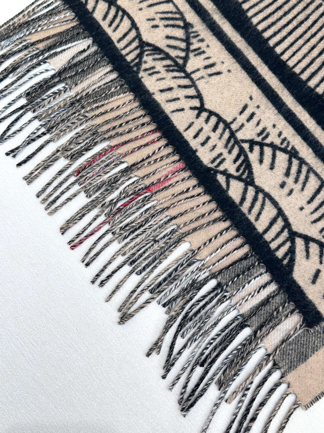 REVERSIBLE EKD SCARF 210 CM IN BLACK MIX CAMEL BEIGE CASHMERE 410182 mysite