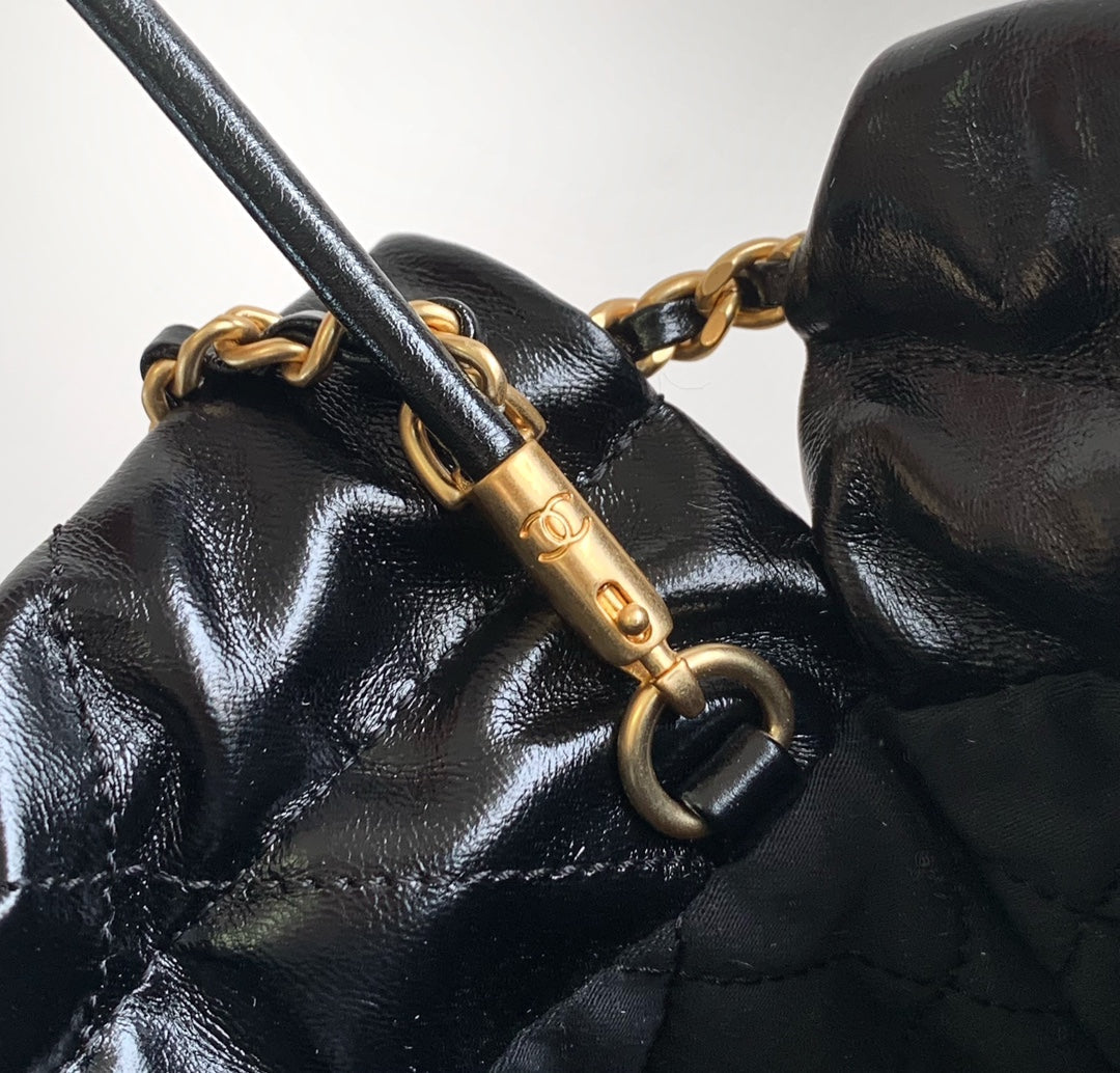 24a cc 22 hobo bag 20cm black lambskin pearl gold hardware mysite