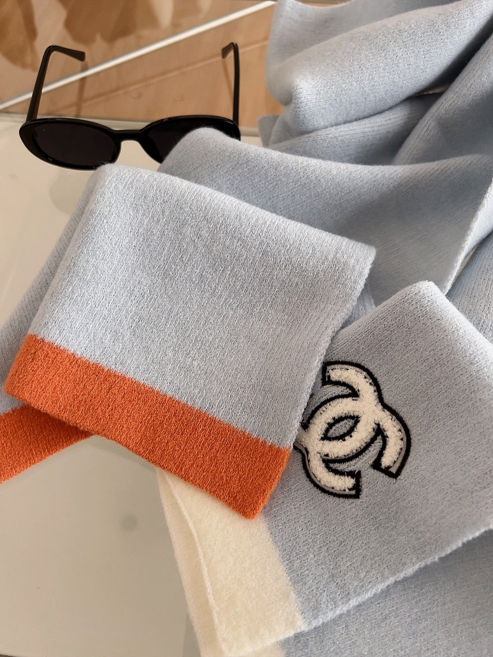 SCARF IN LIGHT BLUE CASHMERE 402422 mysite