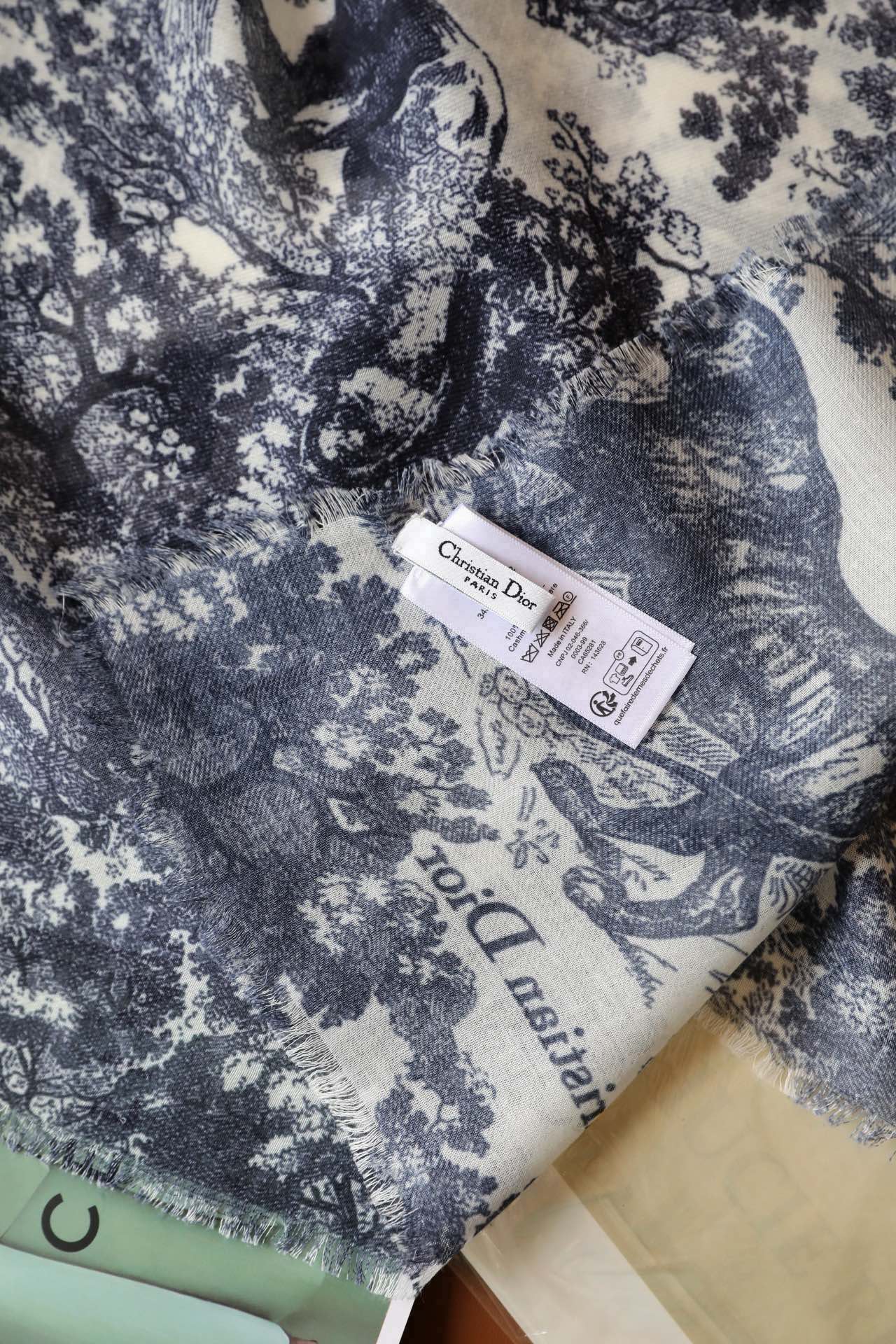 SCARF 180 CM IN STONE BLUE SILK AND CASHMERE 418263 mysite