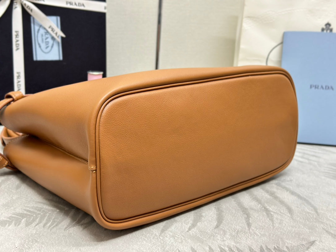 Prada Buckle Tote Bag 35cm Brown Cowhide mysite