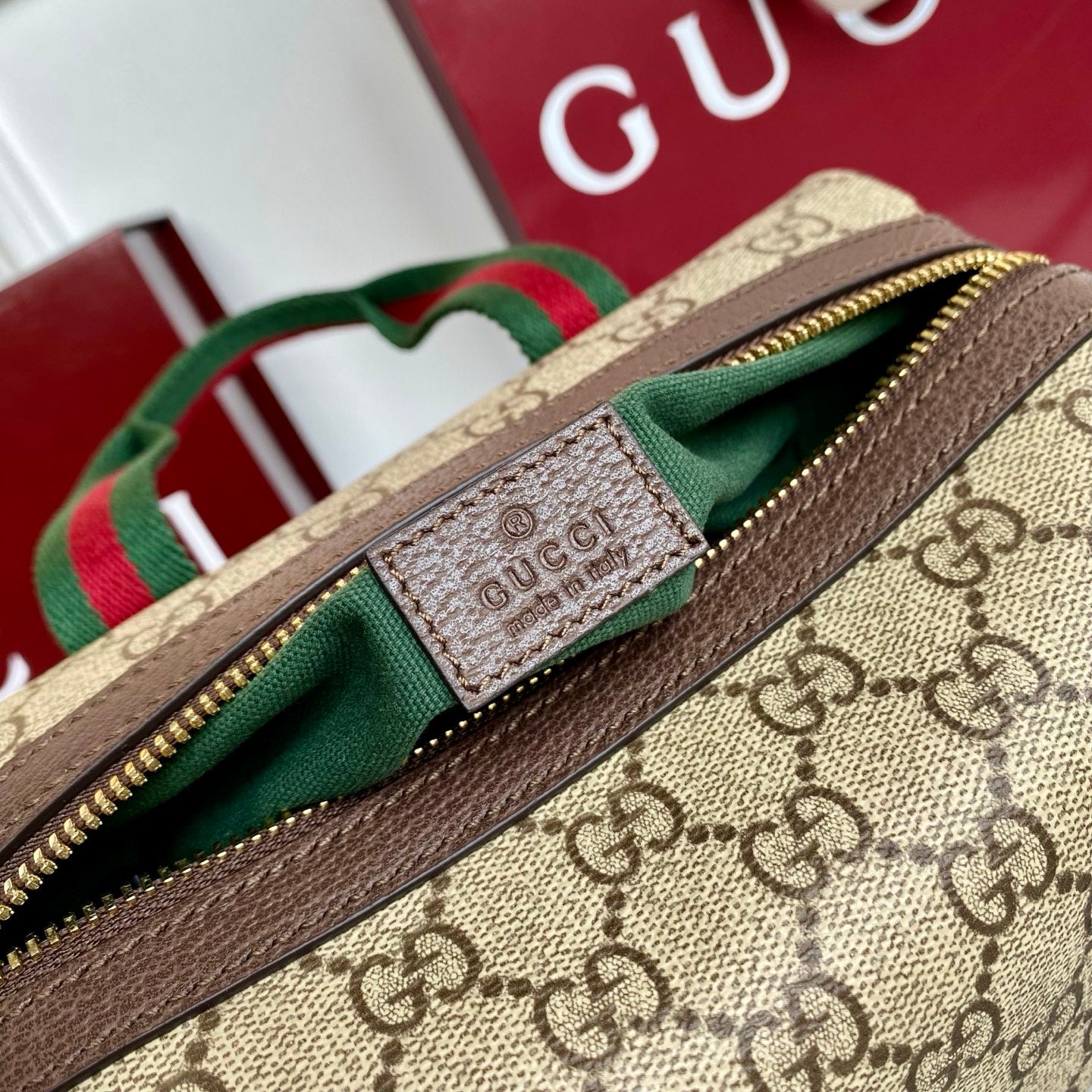 Gucci 25 GG Handbag Beige mix Dark Brown Canvas Leather 286711 mysite