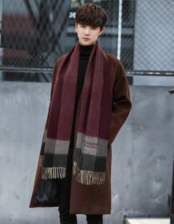 SCARF 180 CM IN GARNET RED MIX BLACK CASHMERE 410319 mysite