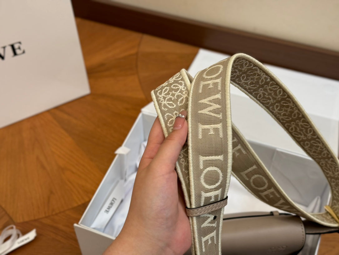 LOE SMALL 21 GATE DUAL BAG IN KHAKI BROWN SOFT CALFSKIN AND JACQUARD mysite