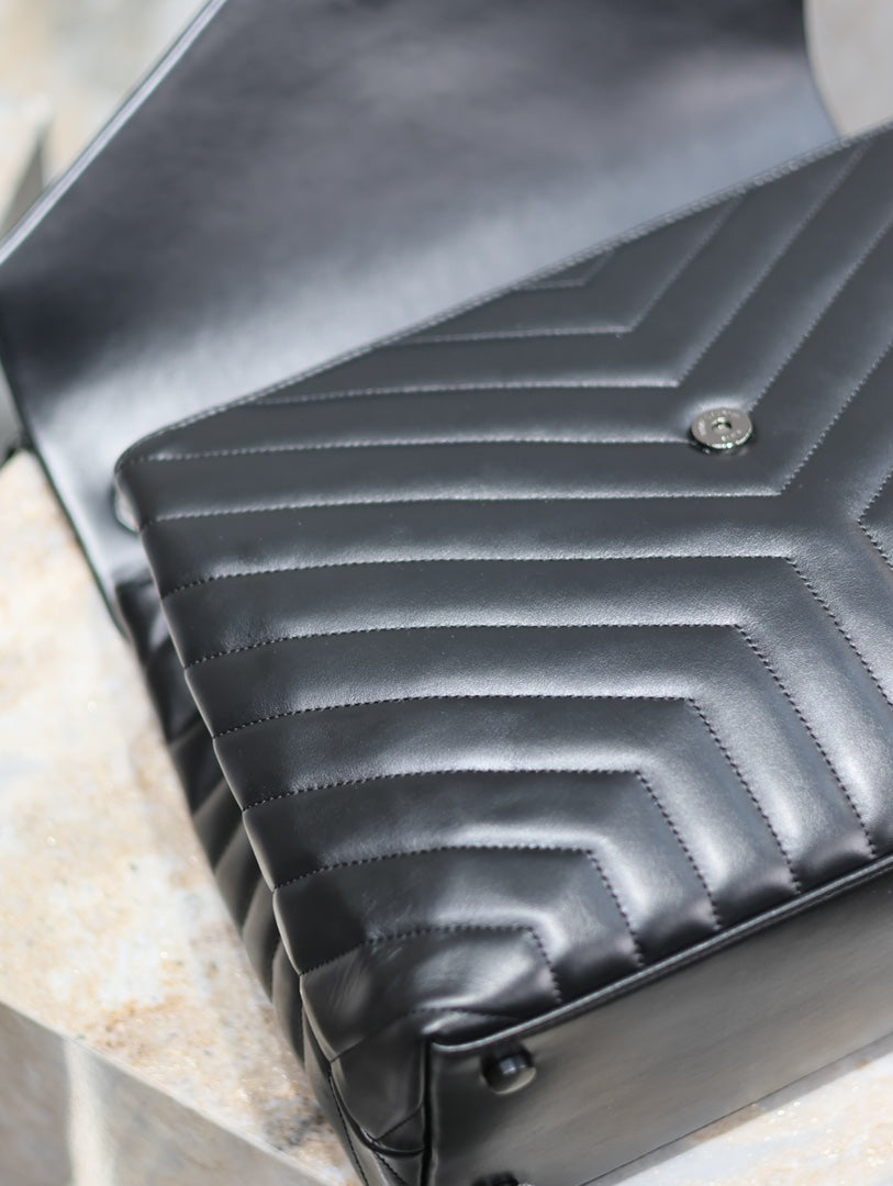 LOULOU LARGE 36 IN BLACK QUILTED CALFSKIN BLACK HARDWARE mysite