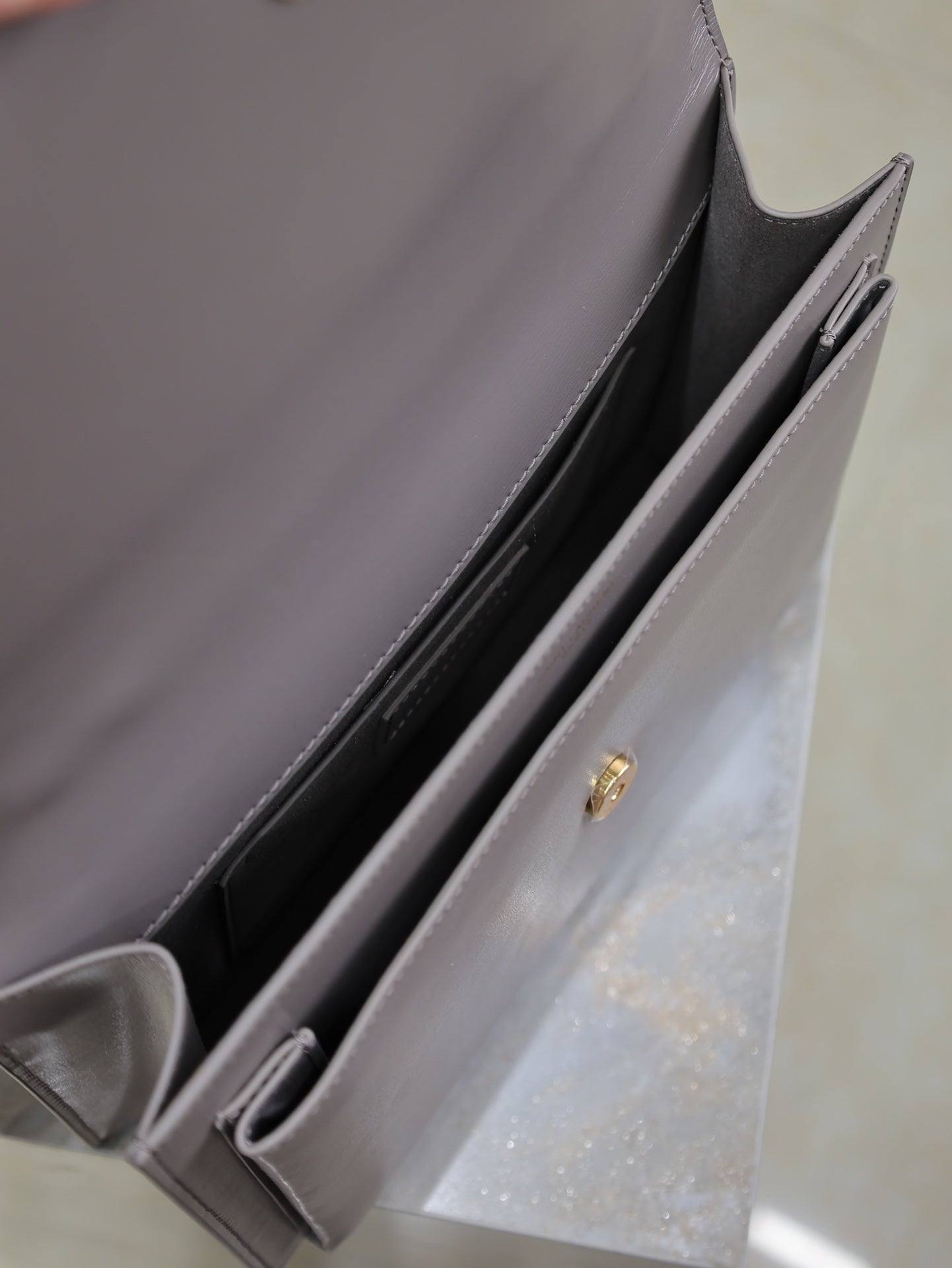 YSL Sunset Handbags 25cm Grey Cowhide mysite