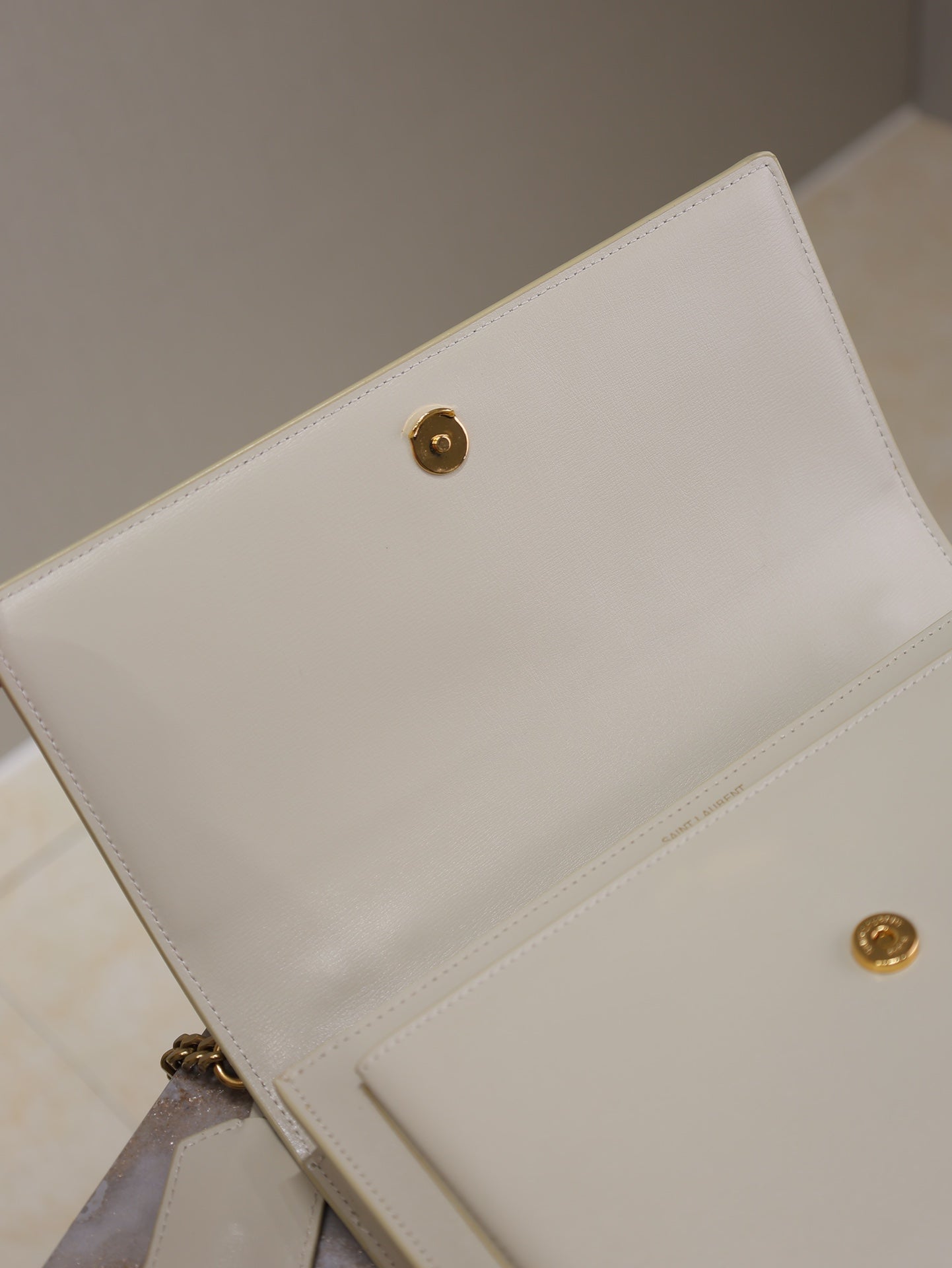 YSL Sunset Handbags 25cm White Cowhide mysite