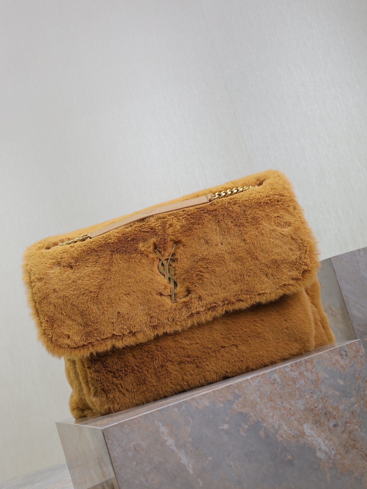 NIKI 47 IN CINNAMON BROWN RABBIT FUR GOLD HARDWARE mysite