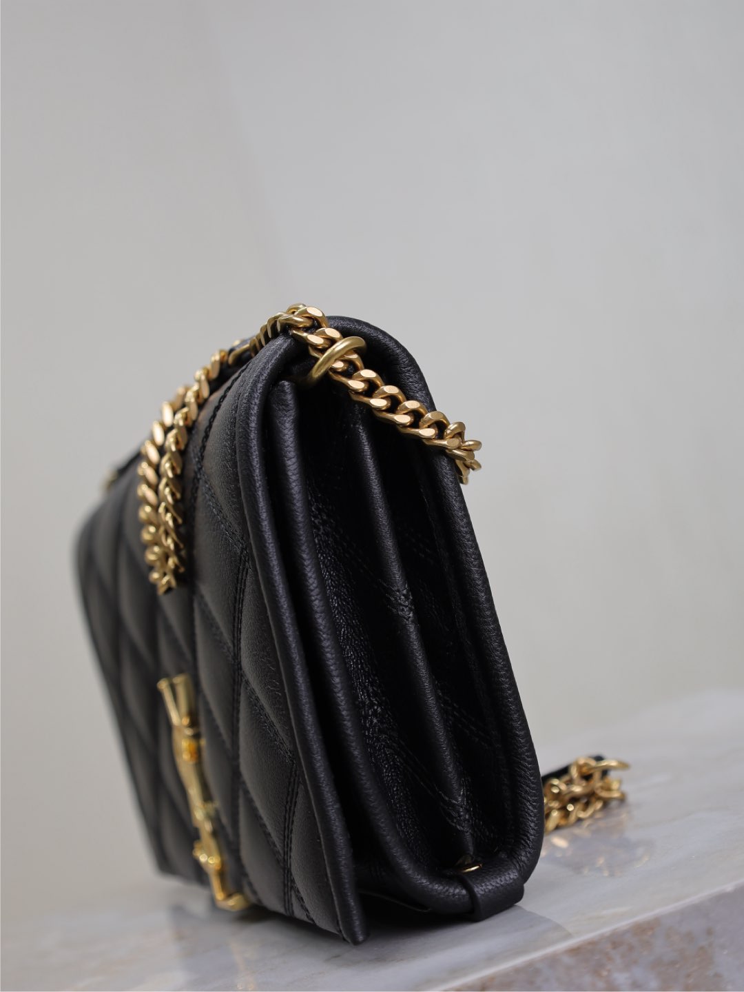 BECKY 22 IN BLACK QUILTED LAMBSKIN GOLD HARDWARE mysite