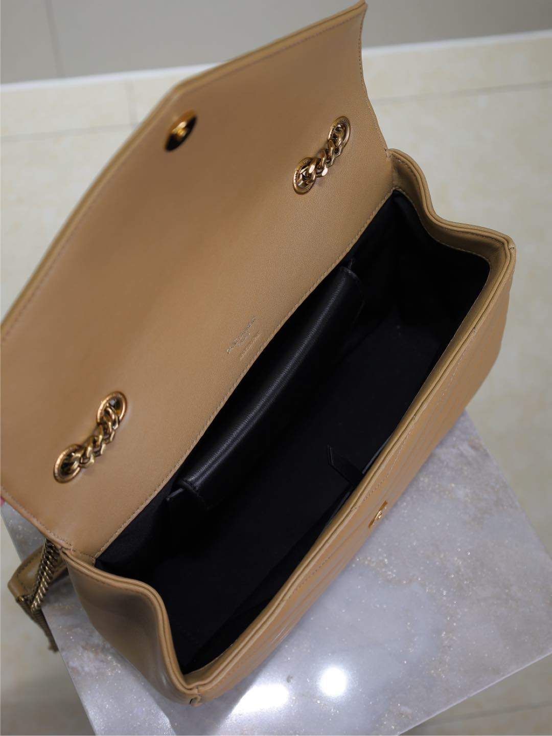 LOULOU MEDIUM 29 IN MILK TEA SHEEPSKIN GOLD HARDWARE mysite