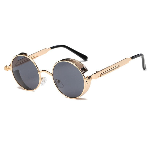 Metal Round Steampunk Sunglasses Men Women Fashion Glasses Brand Designer Retro Frame Vintage Sunglasses High Quality UV400s mysite