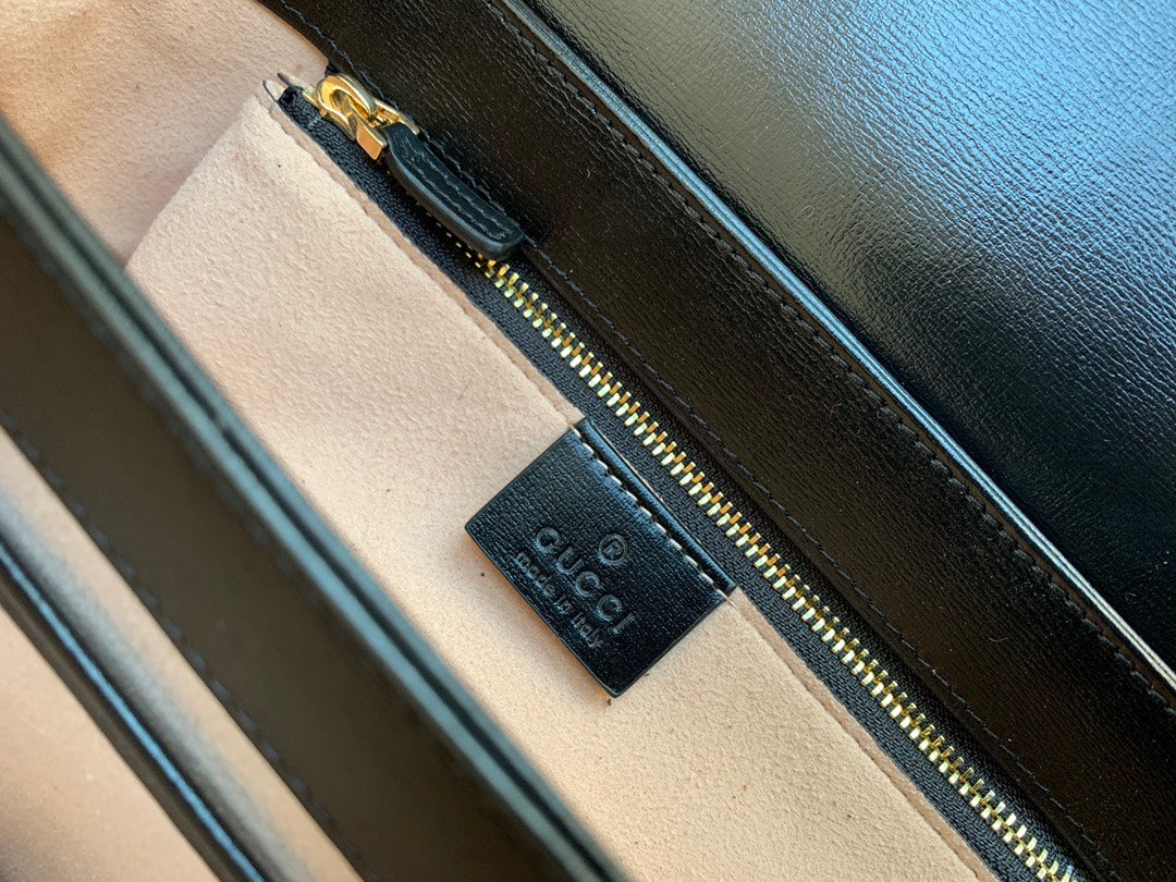 GG 1955 Horsebit Bag 25cm Black Calfskin Gold Hardware mysite