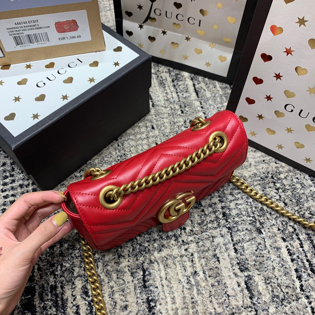 GG Marmont 22cm Red Calfskin Gold Hardware mysite