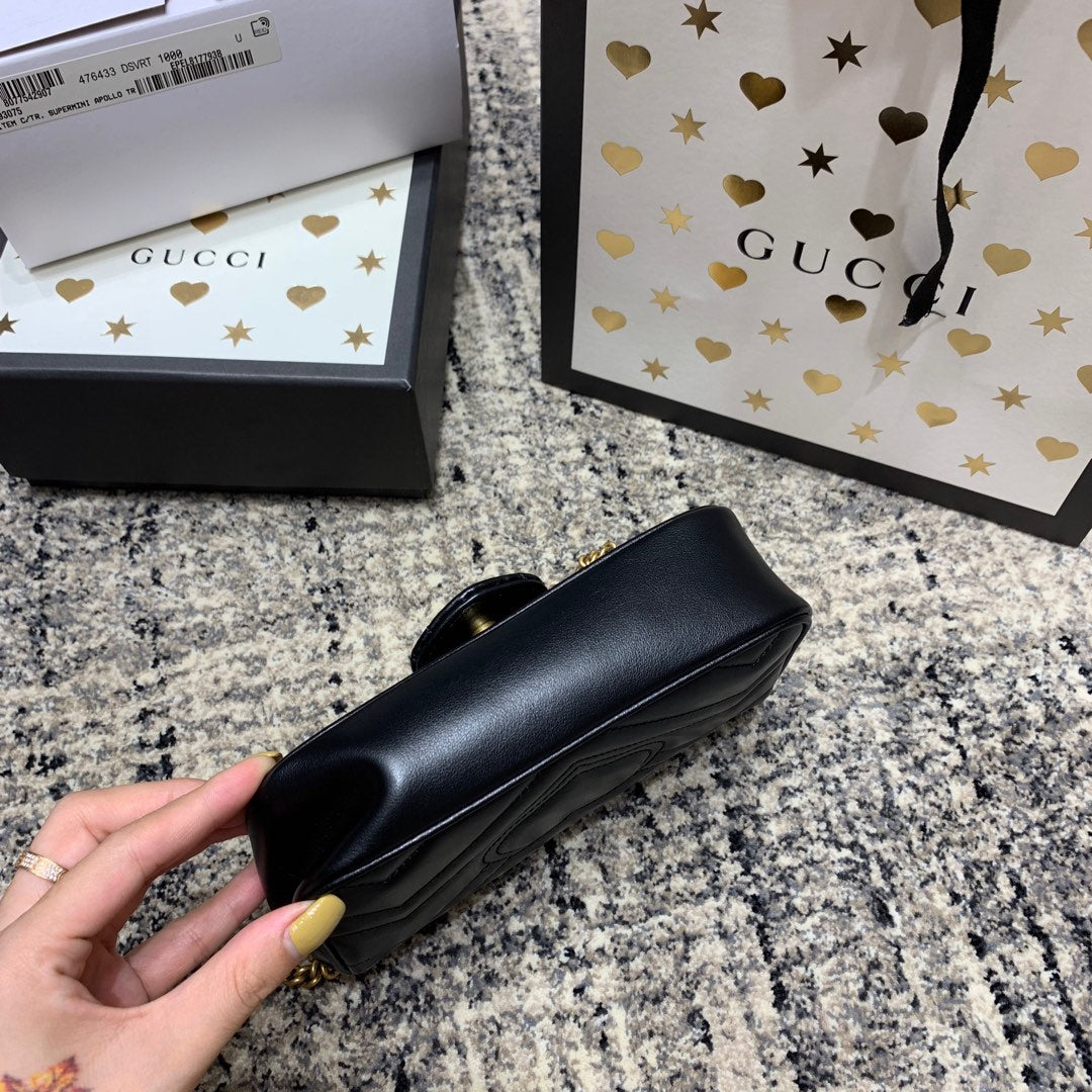 GG Marmont Mini 16.5cm Black Calfskin Gold Hardware mysite