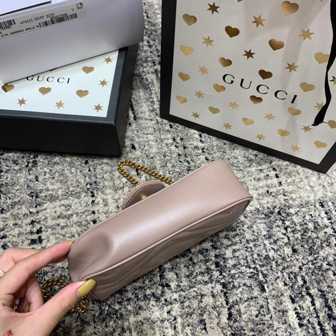 GG Marmont Mini 16.5cm Dark Beige Calfskin Gold Hardware mysite