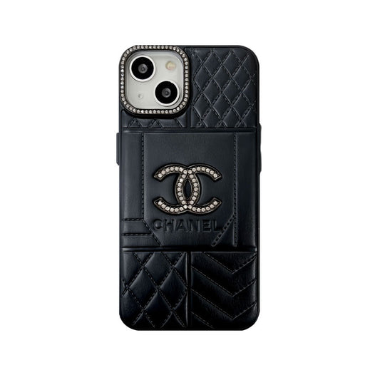 LUXURY LEATHER CC PHONE CASE WITH DIAMOND mysite