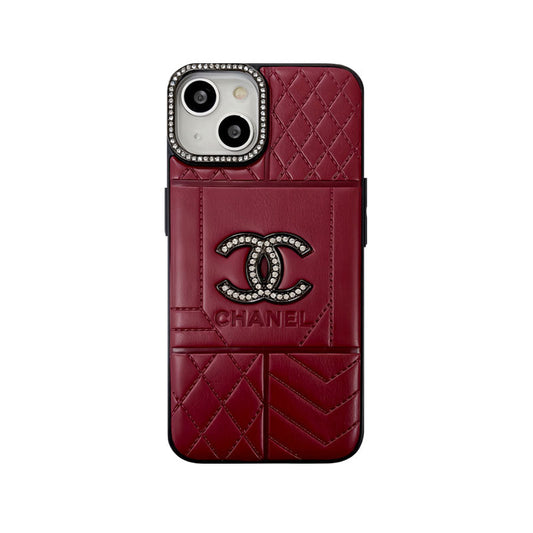 LUXURY LEATHER CC PHONE CASE WITH DIAMOND mysite
