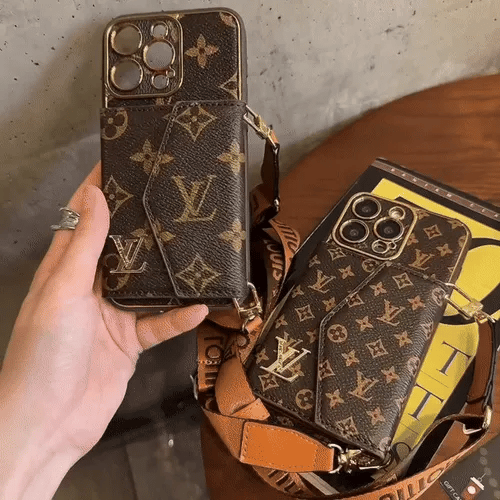 Monogram iPhone Case With Wallet And Strap Brown Small Printing-XFQ240329 mysite