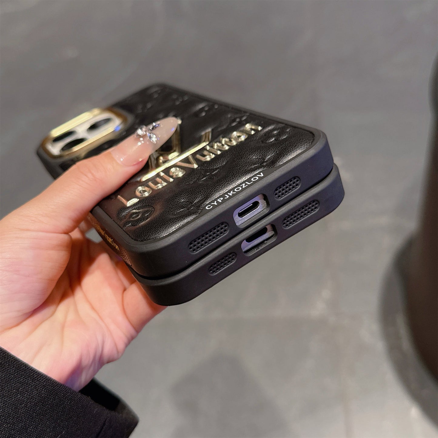 Finest Electroplated Classic Monogram Embossed Leather Apple iPhone Cases mysite