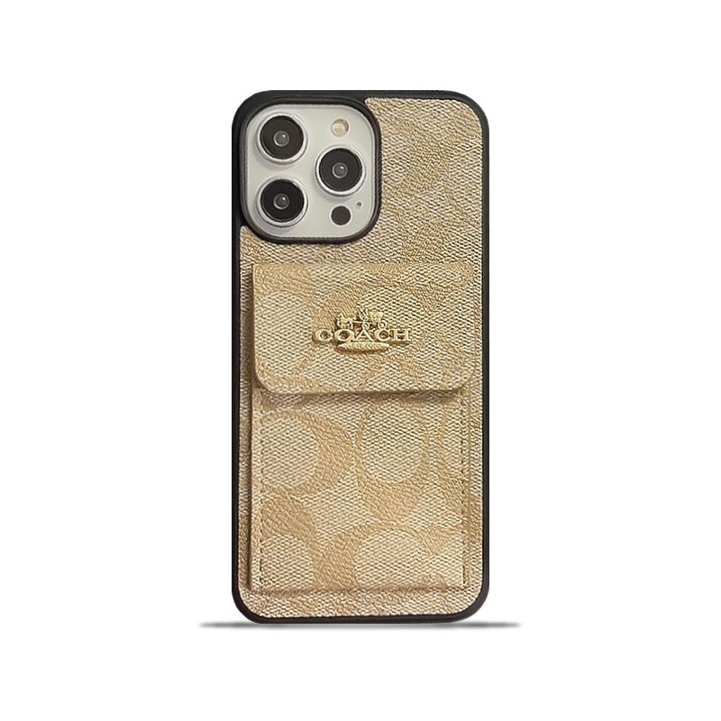 Coach iPhone Case With Card Holder Wallet Coffee  -SZK240425 mysite