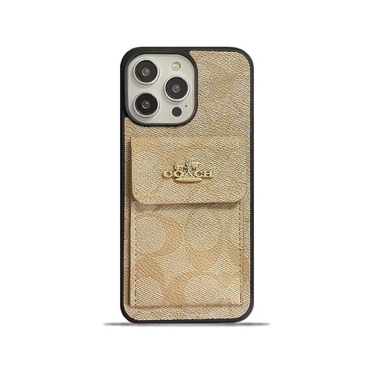 Coach iPhone Case With Card Holder Wallet Coffee  -SZK240425 mysite