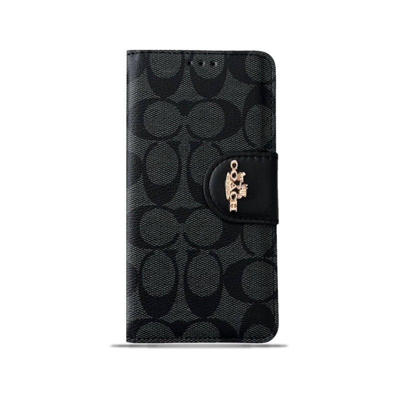 Coach iPhone Case  Leather Flip Case with Card Holder Black-PTK241622-ss mysite