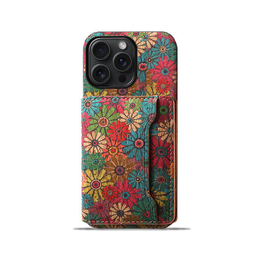 Vintage  Floral seasons Leather Wallet Case  – Boho Chic Protection for iPhone Case1 mysite