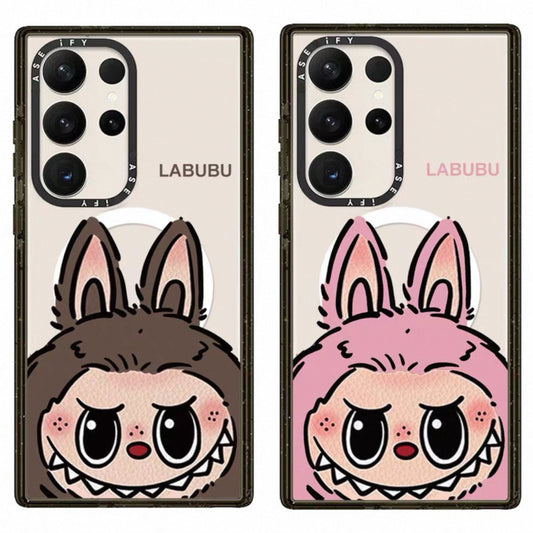 Cute Cartoon Labubu | Big Head Pink Brown - Phone Case Samsung Galaxy S25 S24 S23 S22 Ultras mysite