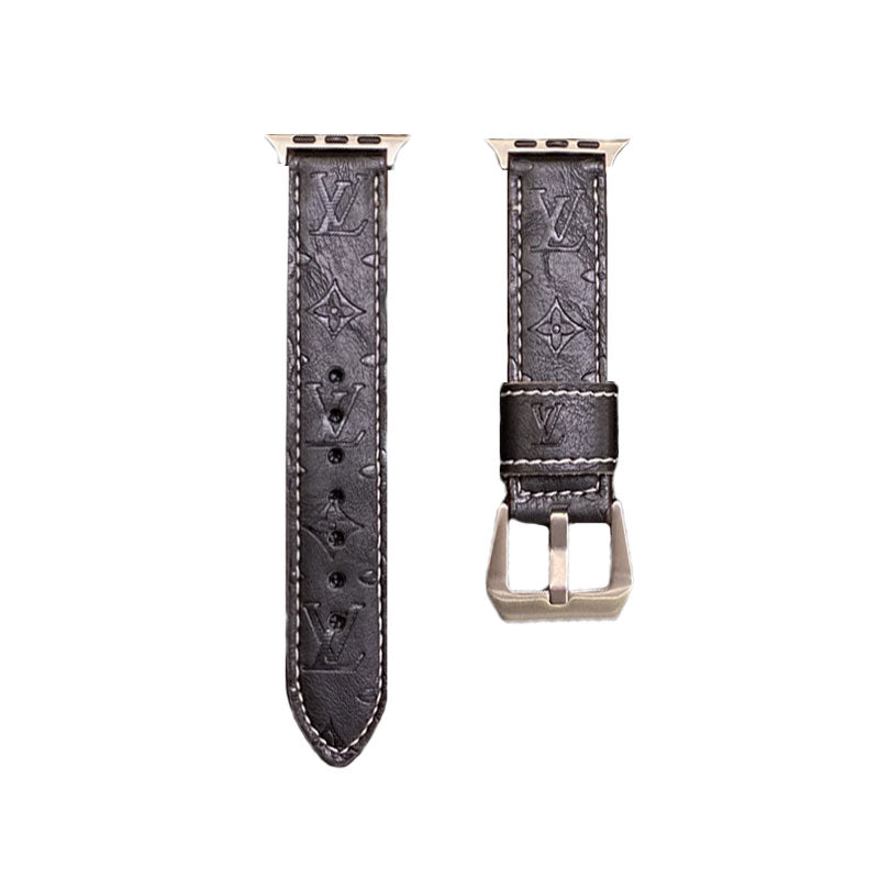 Leather Monogram Apple Watch Bands Leather Blue-YH24422 mysite