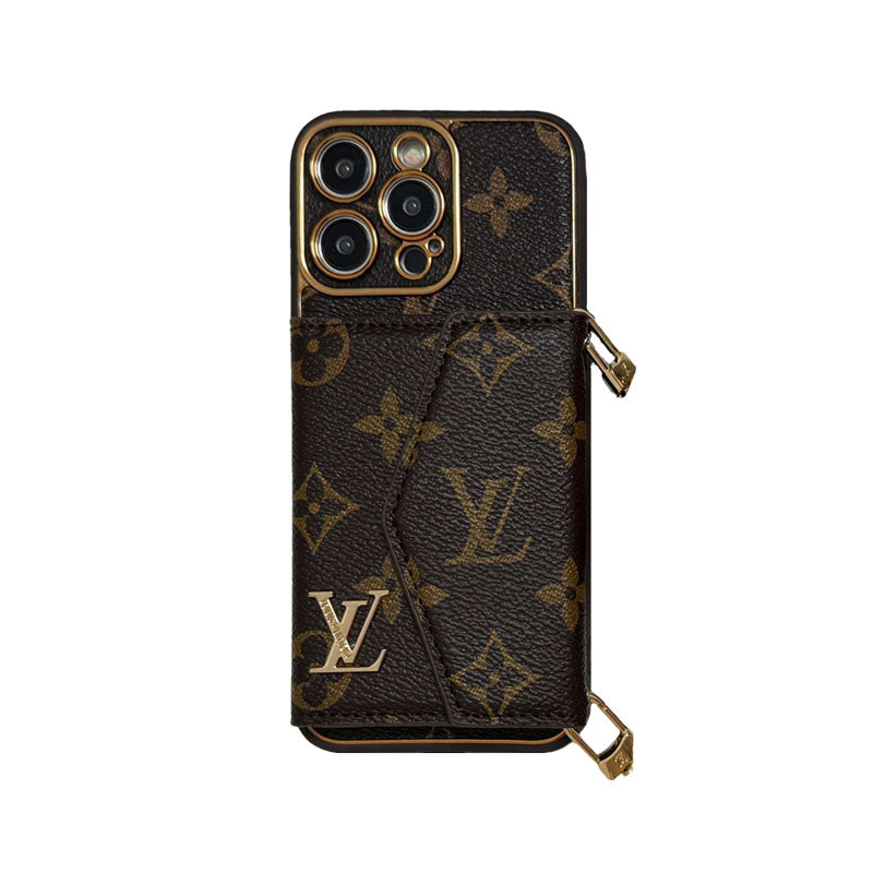 Monogram iPhone Case With Wallet And Strap Brown Small Printing-XFQ240329 mysite