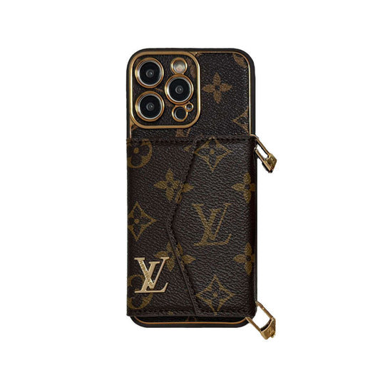 Monogram iPhone Case With Wallet And Strap Brown Small Printing-XFQ240329 mysite