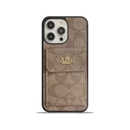 Coach iPhone Case With Card Holder Wallet Light Brown  -SZK240425 mysite