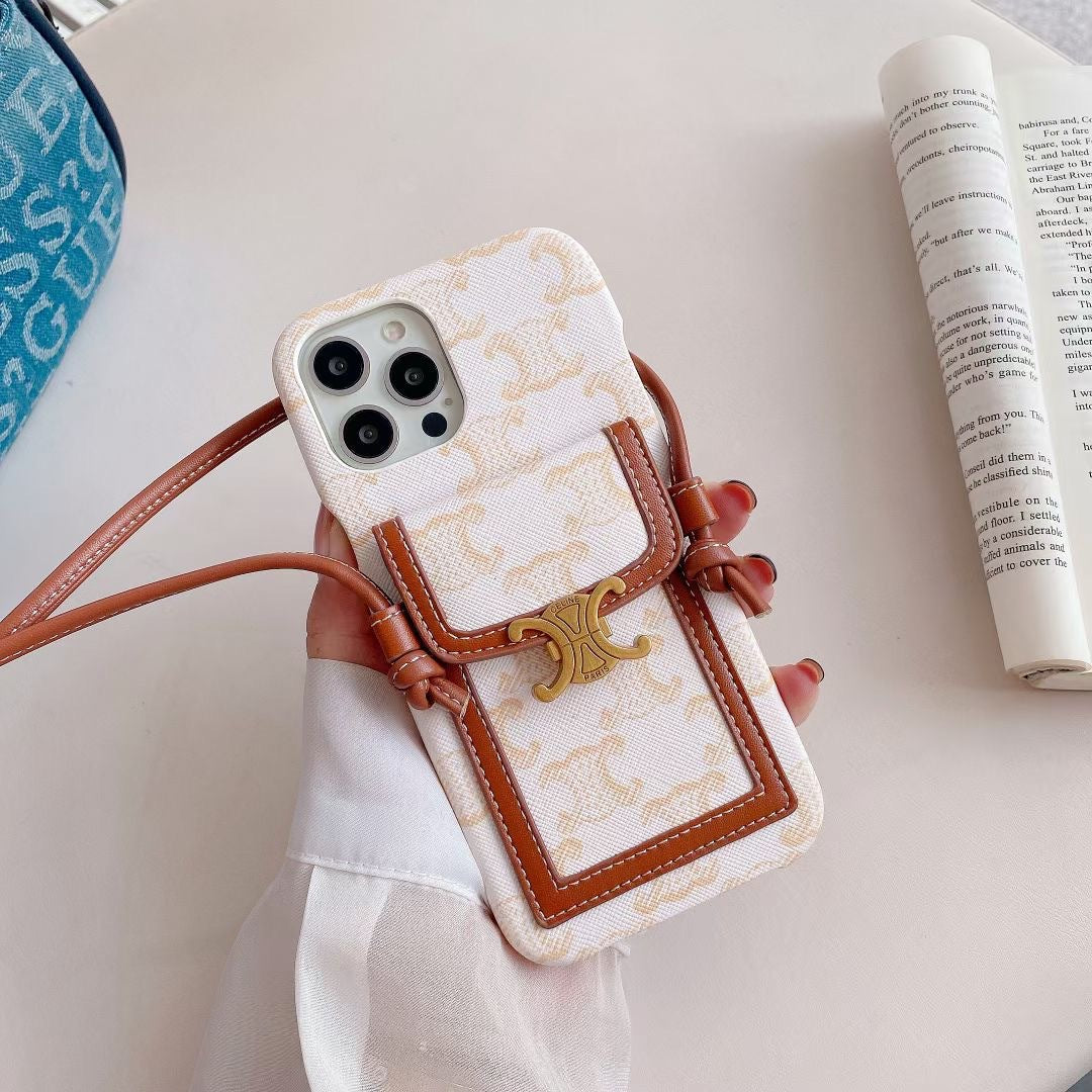 White Celine iPhone Case With Card Holder -LH240109 mysite