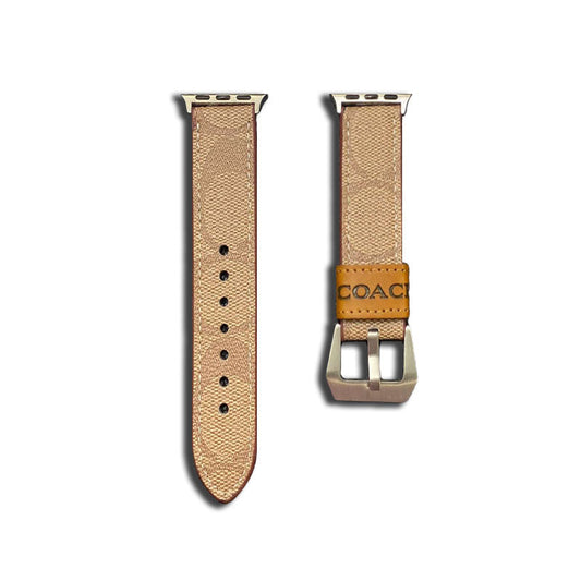 Leather Coach Apple Watch Band Light Brown-YHK244221710 mysite