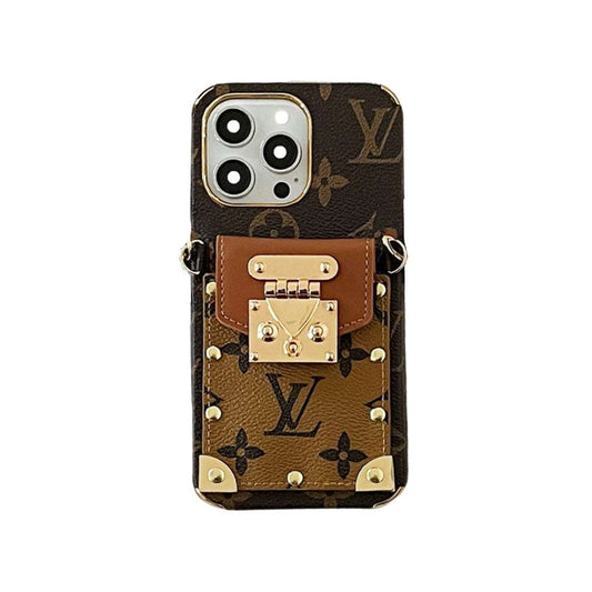 MONOGRAM IPHONE CASE WITH CARD HOLDER AND STRAP BLACK mysite