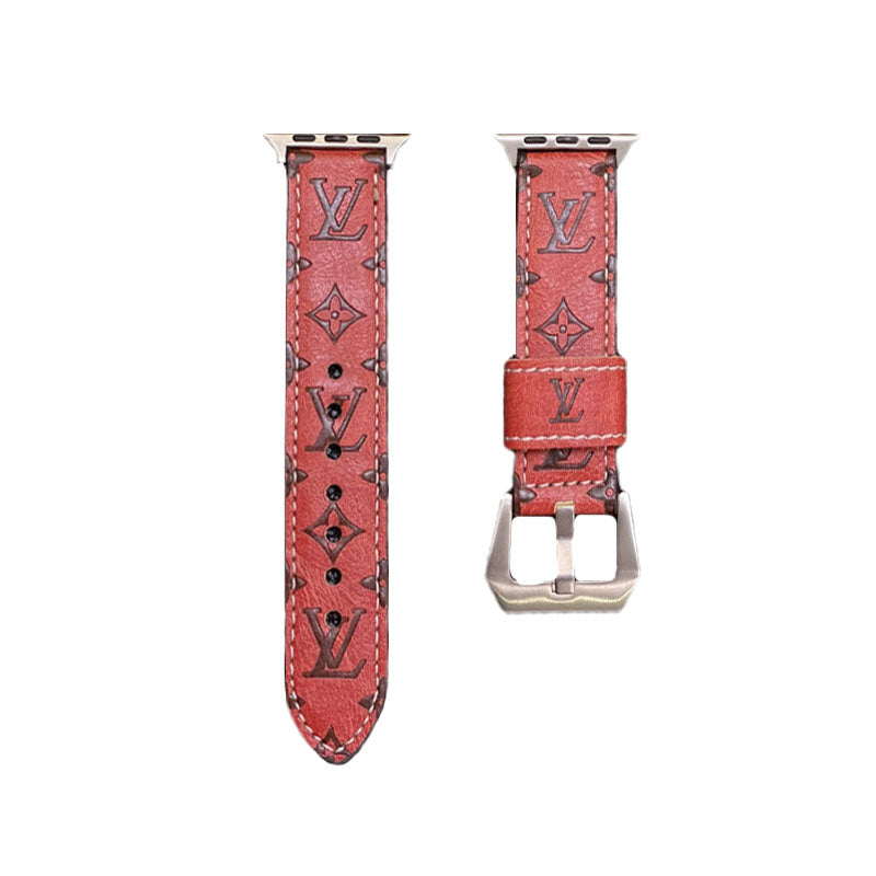 Leather Monogram Apple Watch Bands Leather Blue-YH24422 mysite