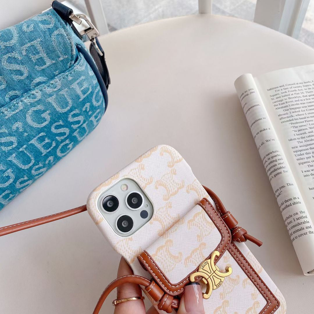 White Celine iPhone Case With Card Holder -LH240109 mysite
