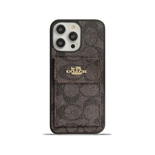 Coach iPhone Case With Card Holder Wallet Dark Brown  -SZK240425 mysite