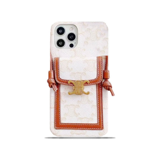 White Celine iPhone Case With Card Holder -LH240109 mysite