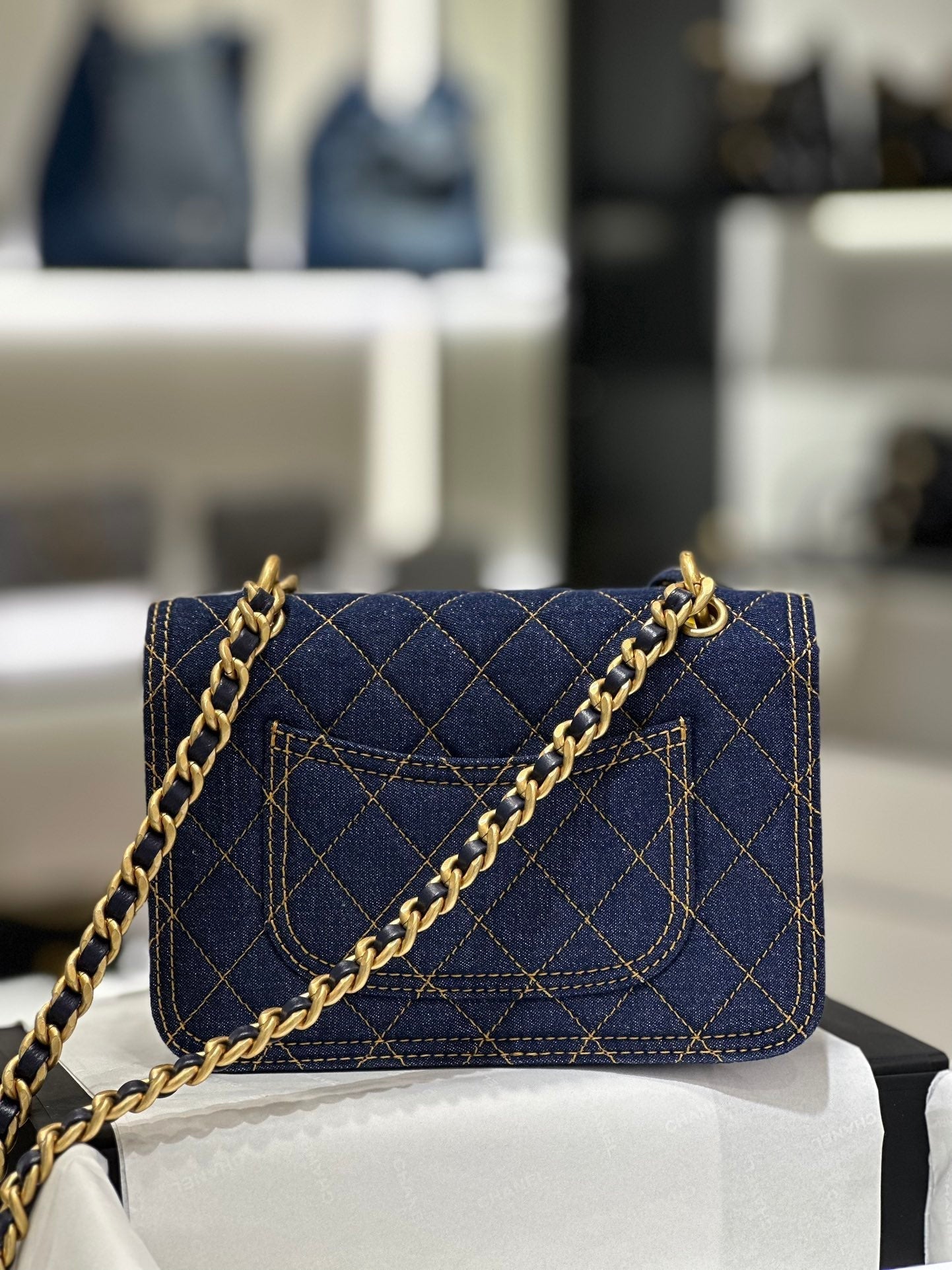 Chanel Flap Denim Blue Bag - 19x14x5cm mysite