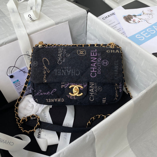 CHANEL  Small Flap Bag Black Denim AS3134 - 23 x 14 x 8cm mysite