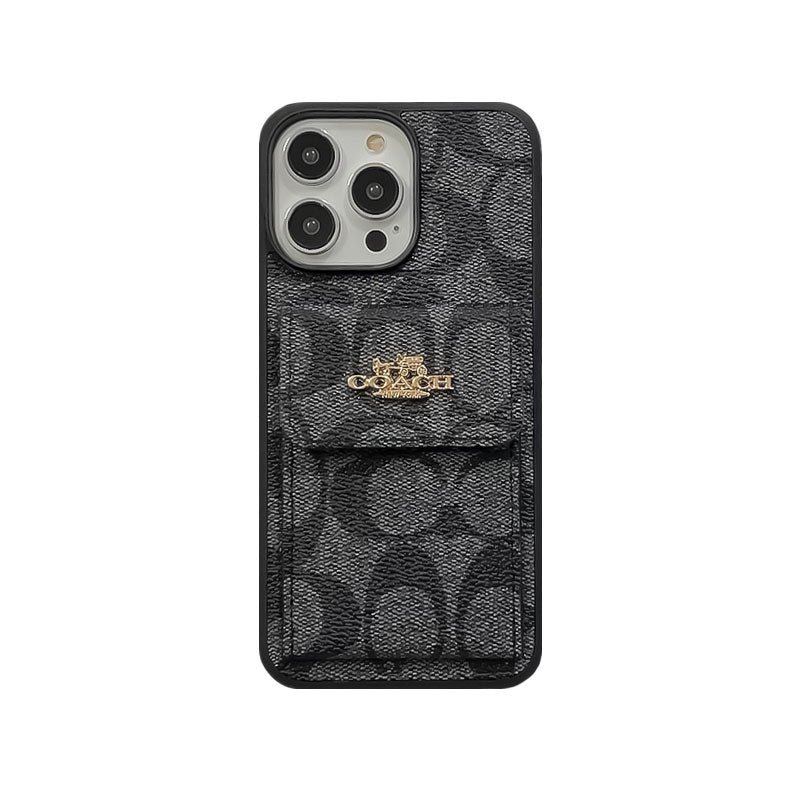 Coach iPhone Case With Card Holder Wallet Dark Brown  -SZK240425 mysite